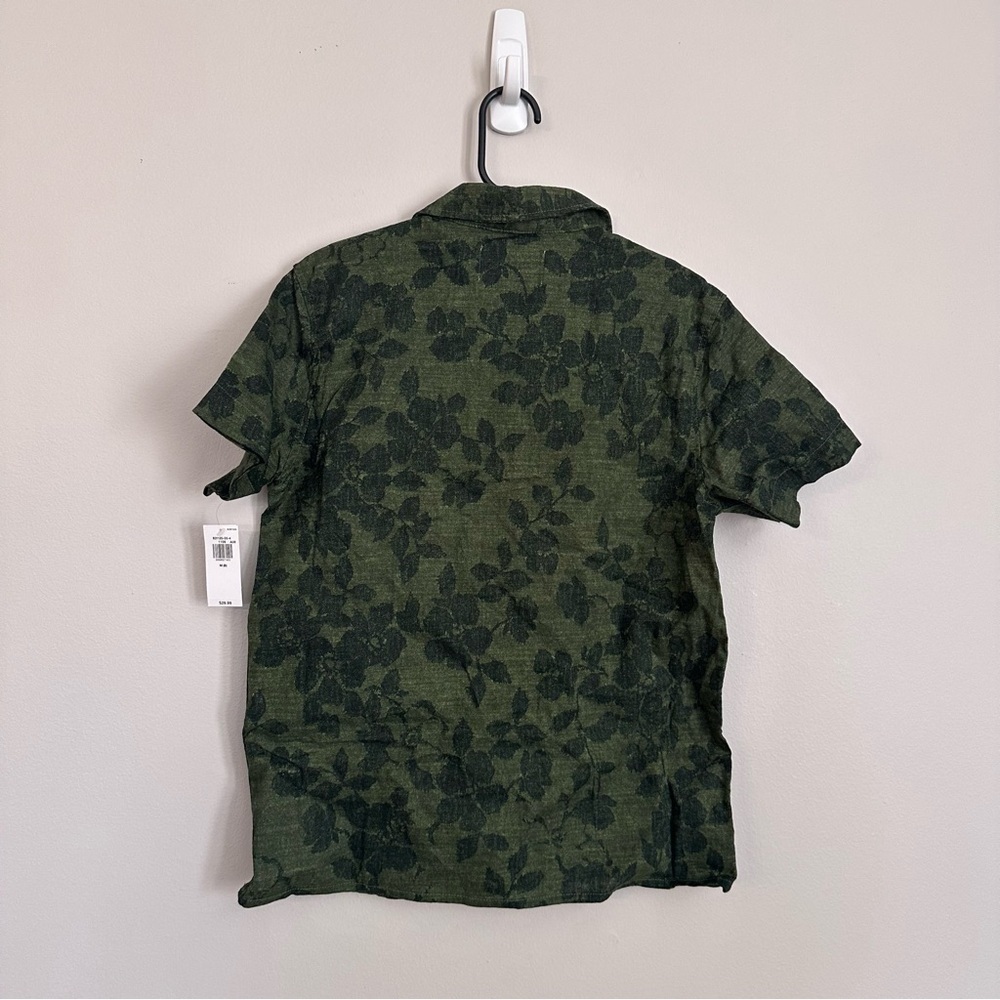 Old Navy Short Sleeve Green Linen/Cotton Blend Button Up Camp Shirt Sz M (8) NWT - Picture 8 of 8